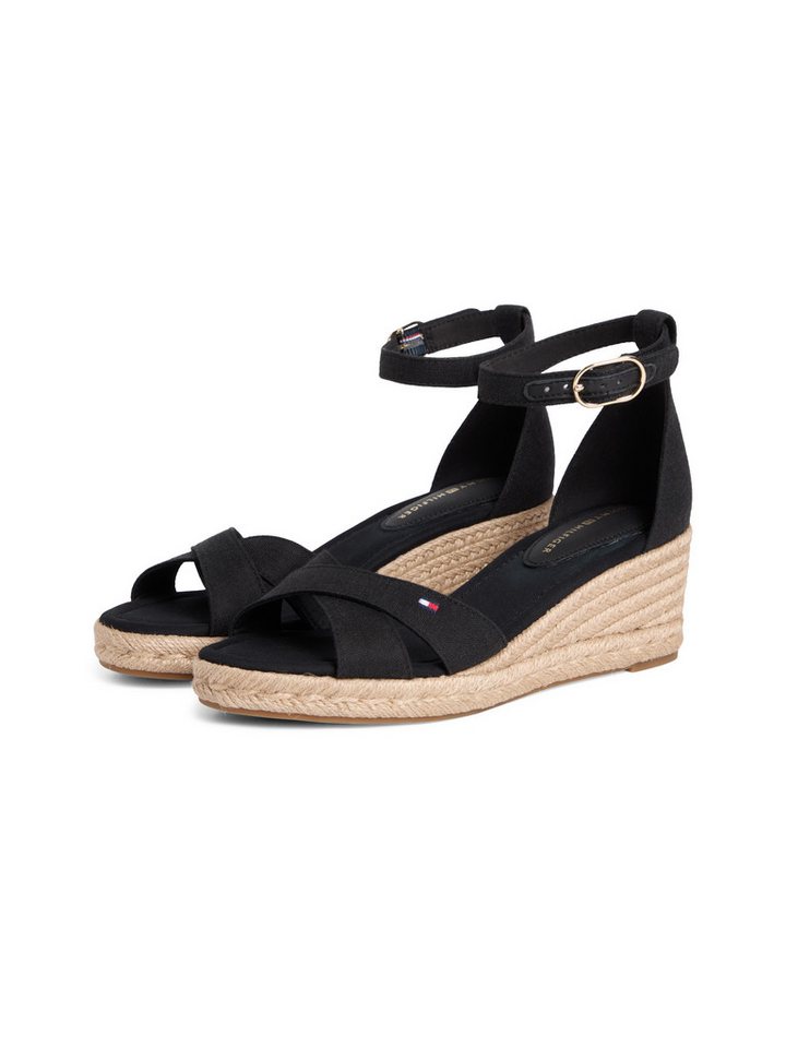Tommy Hilfiger MID WEDGE ESPAD X CROSS Keilsandalette Sommerschuh, Riemchensandale mit Jutebesatz - schmale Form