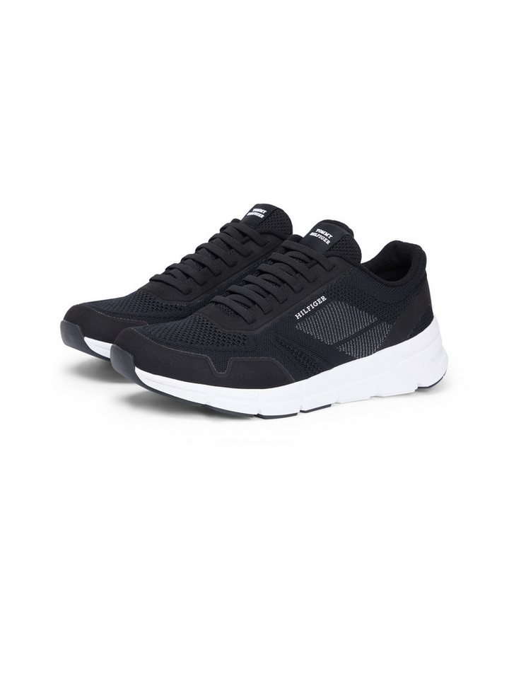 Tommy Hilfiger MODERN COMFORT RUN TECH KNIT Sneaker, Freizeitschuh, Halbschuh, Schnürschuh mit seitlichem Logo (schwarz)
