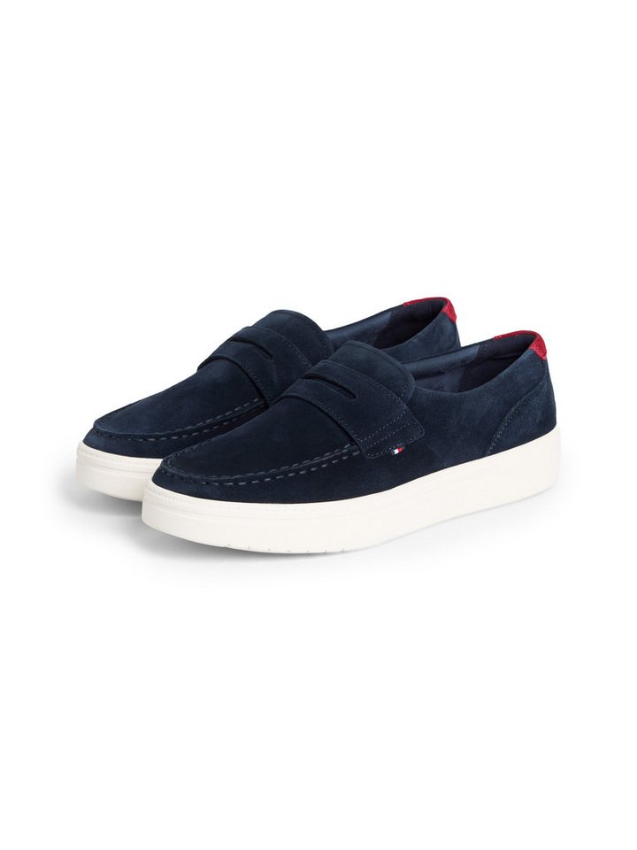 Tommy Hilfiger MODERN LIGHT HYBRID SUEDE LOAFER Loafer Businessschuh, Slipper, Schlüpfschuh, mit modischem Zierriegel (blau)