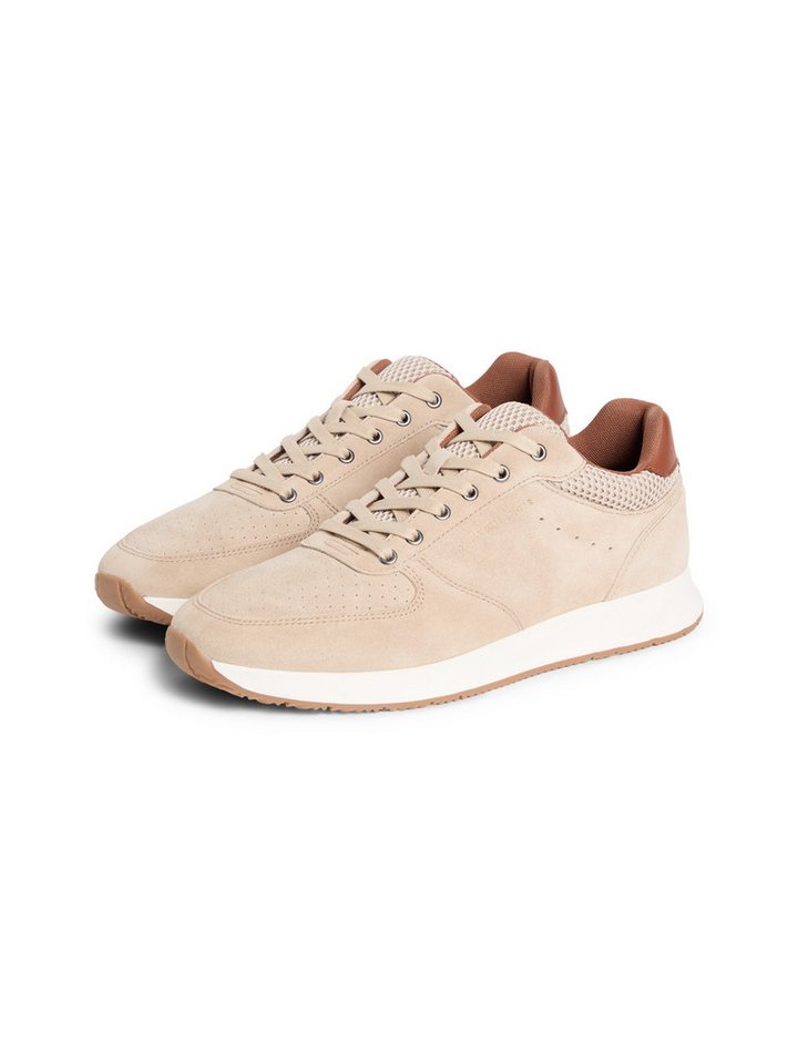 Tommy Hilfiger NEWPORT MIX Sneaker Freizeitschuh, Schnürer, Halbschuh mit Mesh-EInsatz (beige)