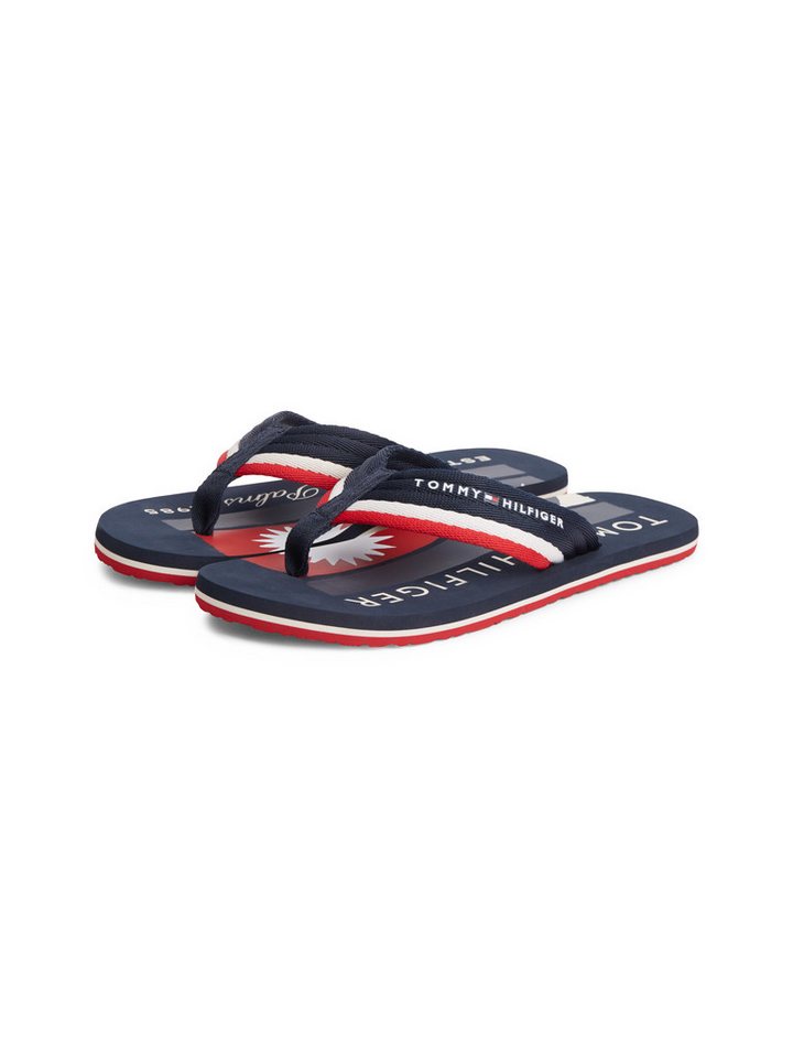 Tommy Hilfiger PATCH HILFIGER BEACH SANDAL Zehentrenner Sommerschuh, Strandschuh mit gestreifter Bandage