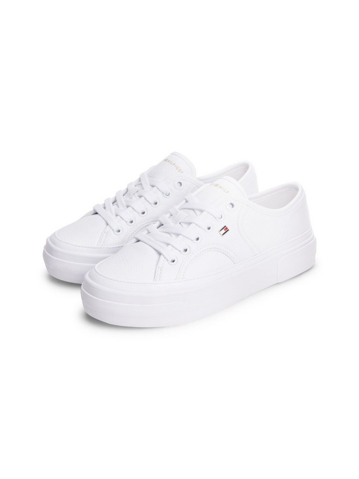 Tommy Hilfiger PLATFORM VULC SNEAKER PIPING LTR Plateausneaker Freizeitschuh, Halbschuh, Schnürschuh mit seitlichem Flaggen-Element