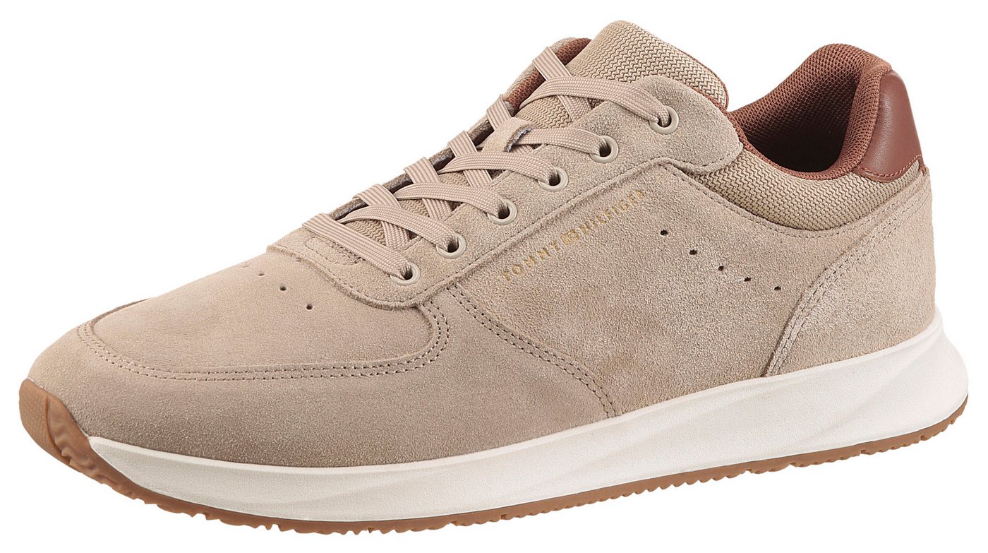 Tommy Hilfiger PREMIUM SUEDE HYBRID Sneaker, Freizeitschuh, Halbschuh, Schnürschuh, weiche Schaftrand-Polsterung (beige/braun)