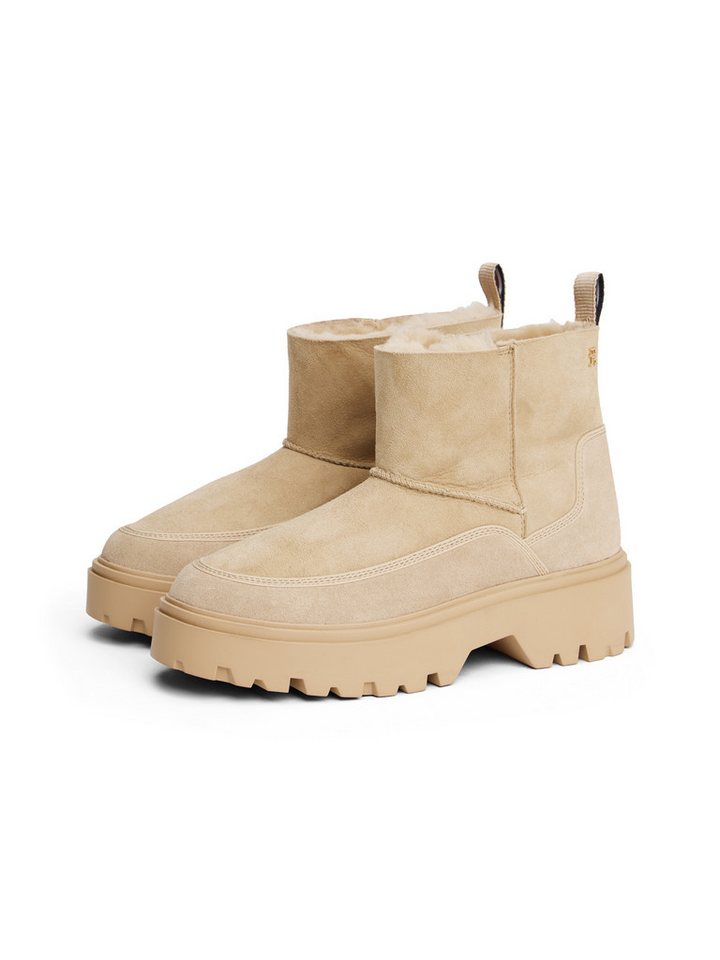 Tommy Hilfiger REAL SHEARLING PULLON SNOWBOOT Winterboots Plateau, Schlupfboots mit abgesteppter Ziernaht