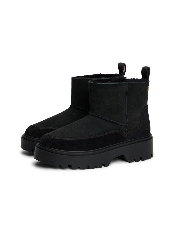 Tommy Hilfiger REAL SHEARLING PULLON SNOWBOOT Winterboots Plateau, Schlupfboots mit abgesteppter Ziernaht