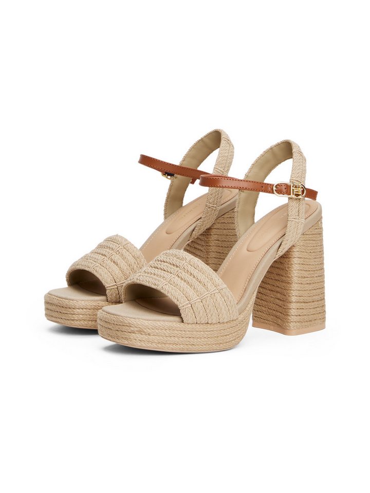 Tommy Hilfiger ROPE HEEL PLATFORM SANDAL High-Heel-Sandalette, Blockabsatz, Plateau, Sommerschuh mit verstellbarer Schnalle