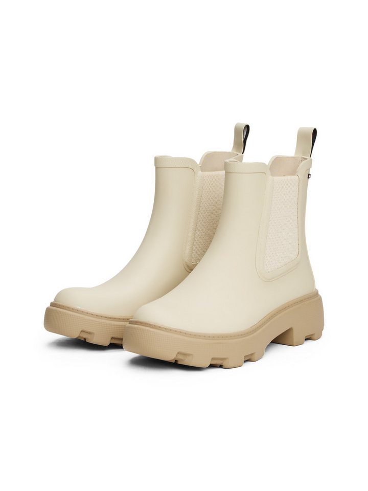 Tommy Hilfiger RUBBER FLAG CLEATED RAINBOOT Chelseaboots, Blockabsatz, Schlupfboots, Gummistiefel, beidseitiger Stretcheinsatz