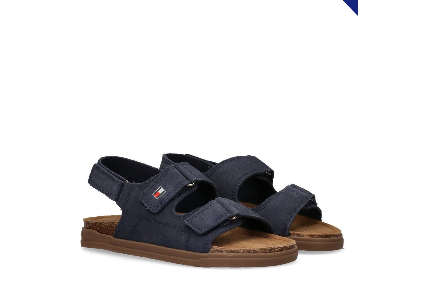 Tommy Hilfiger Sandale Barfußschuh, Sommerschuh mit drei regulierbaren Klettverschlüssen (blau)