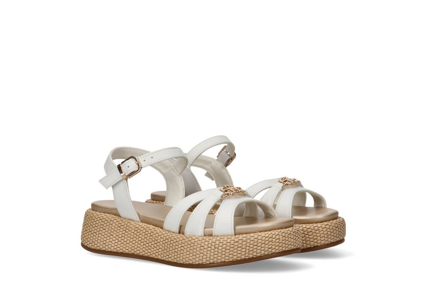 Tommy Hilfiger Sandale, Plateau, Sommerschuh, Wedge Sandale mit Schnallenverschluss (weiß)