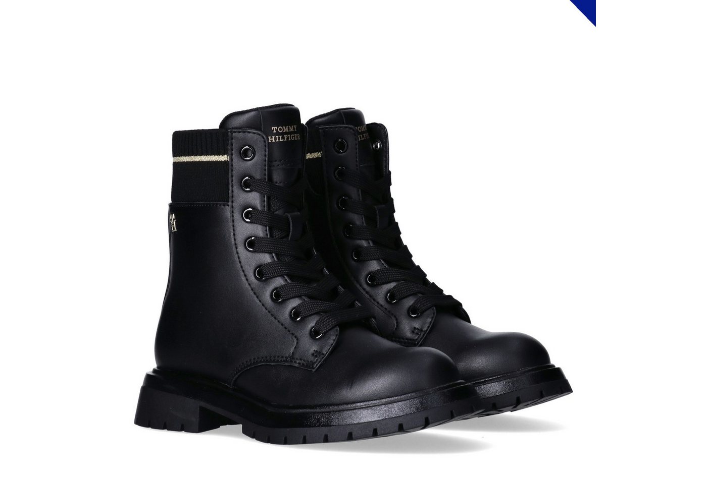 Tommy Hilfiger Schnürboots Biker Boots, Winterboots mit Blockabsatz (schwarz)