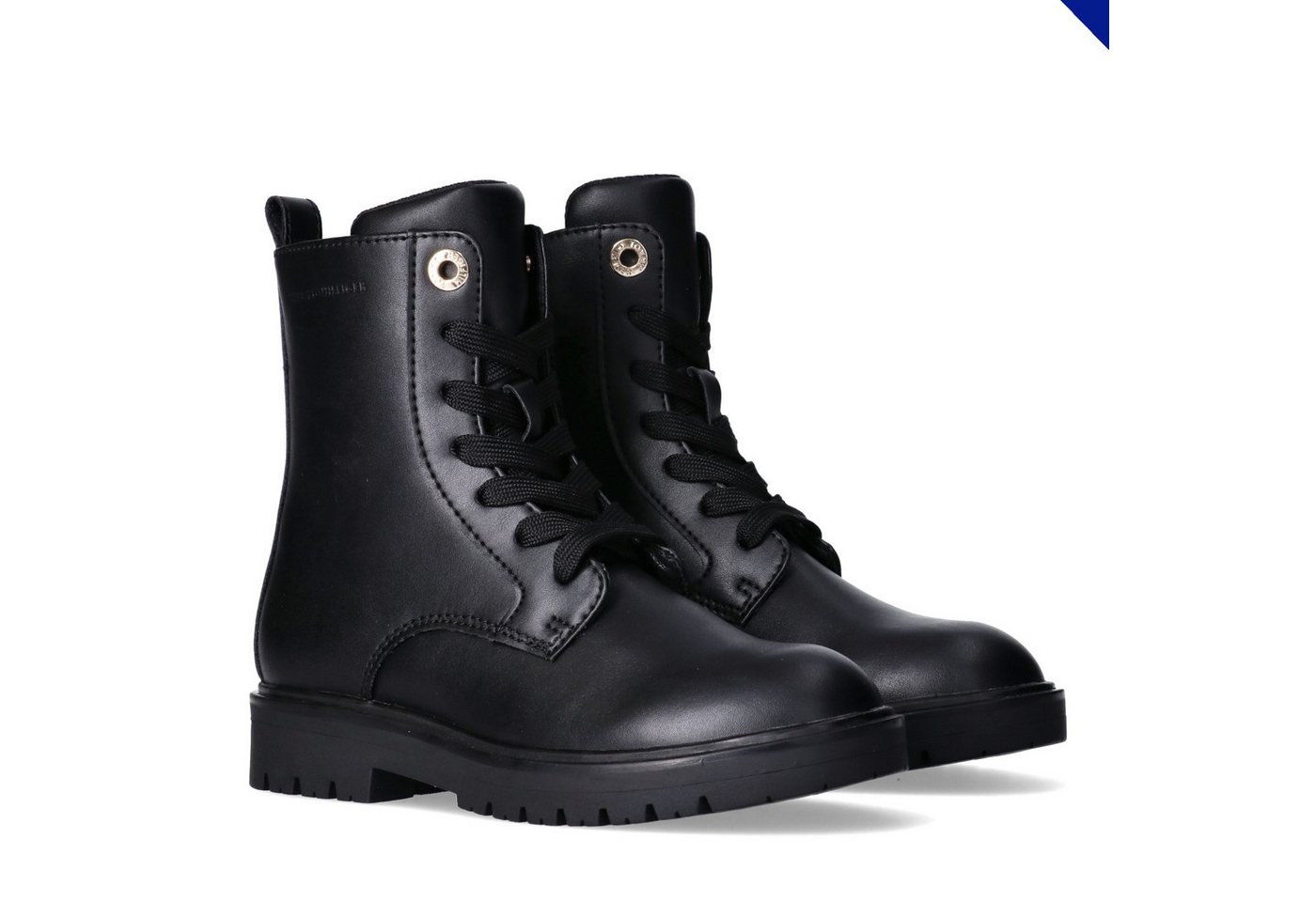 Tommy Hilfiger Schnürboots Biker Boots, Winterboots mit Blockabsatz (schwarz)