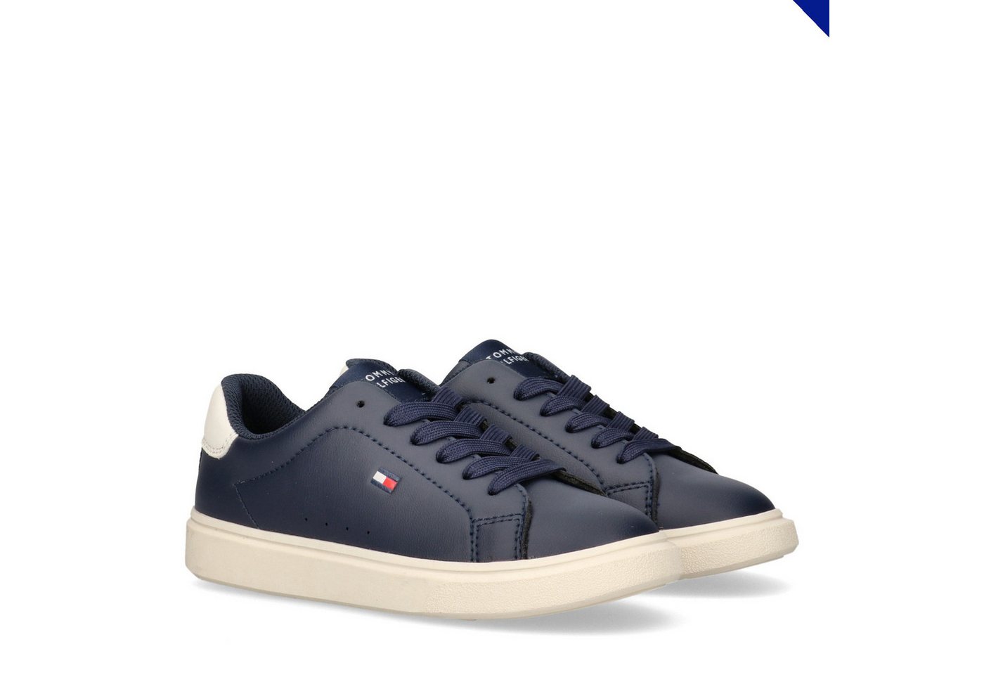 Tommy Hilfiger Sneaker Freizeitschuh, Halbschuh, Schnürer mit dezenten Ziernähten (beige/blau)