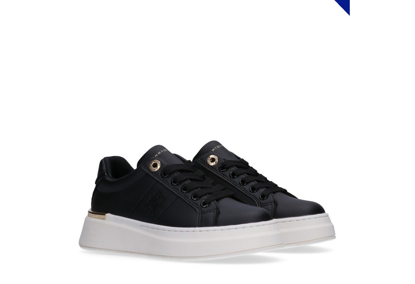 Tommy Hilfiger Sneaker Plateausneaker, Schnürschuh mit Metallic Einsatz (schwarz)