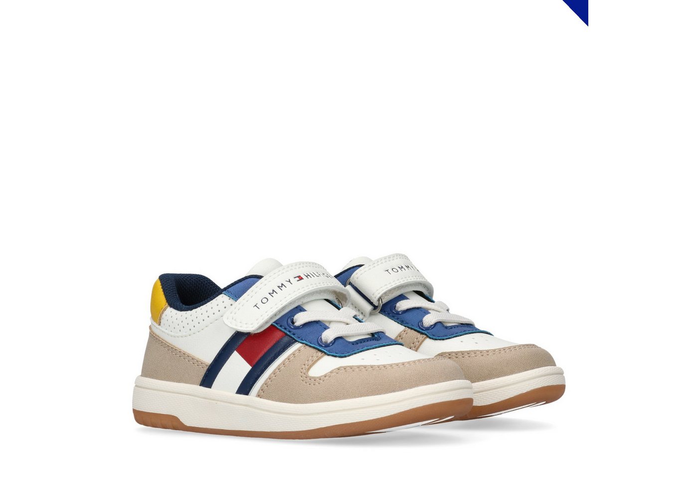 Tommy Hilfiger Sneaker Retro Sneaker, Klettschuh mit Gummizug (weiß/blau/beige)