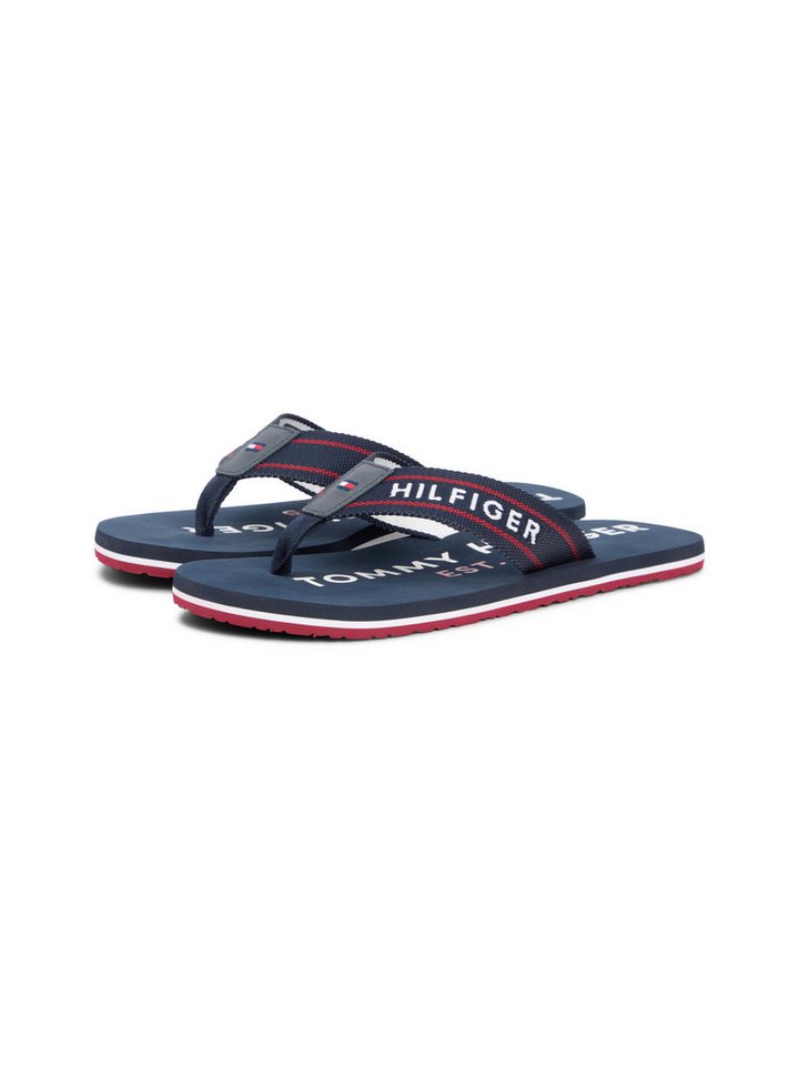 Tommy Hilfiger SPORTY HILFIGER BEACH SANDAL Zehentrenner Sommerschuh, Strandschuh, Flats mit Logoschrifzug (blau)