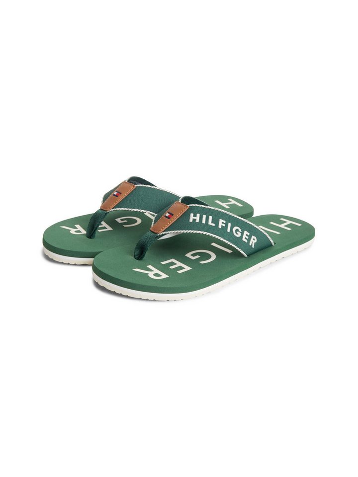 Tommy Hilfiger SPORTY HILFIGER BEACH SANDAL Zehentrenner Sommerschuh, Strandschuh mit Kontrastbesätzen (grün)