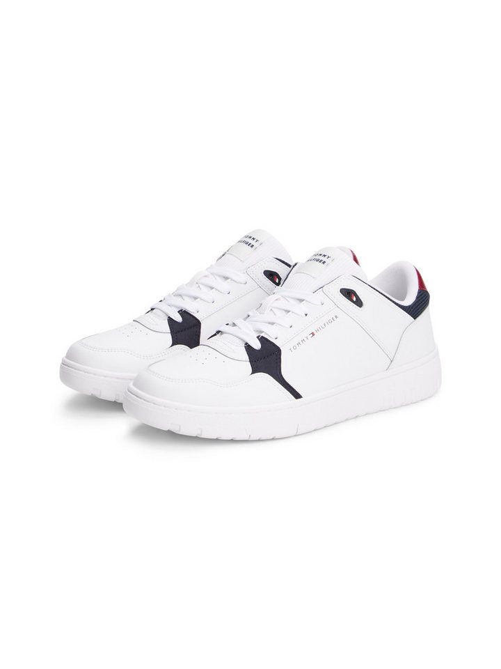 Tommy Hilfiger TH BASKET CORE LITE LTH MIX Sneaker, Freizeitschuh, Halbschuh, Schnürschuh mit Logoschriftzug (blau/weiß)