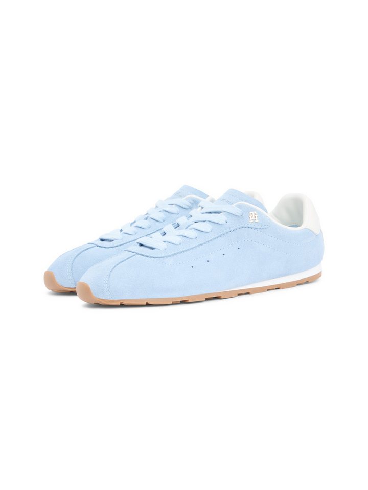 Tommy Hilfiger TH BELLA LOW RUNNER SUEDE Sneaker Halbschuh, Schnürer, Freizeitschuh mit kontrastfarbenem Fersenbesatz (blau)