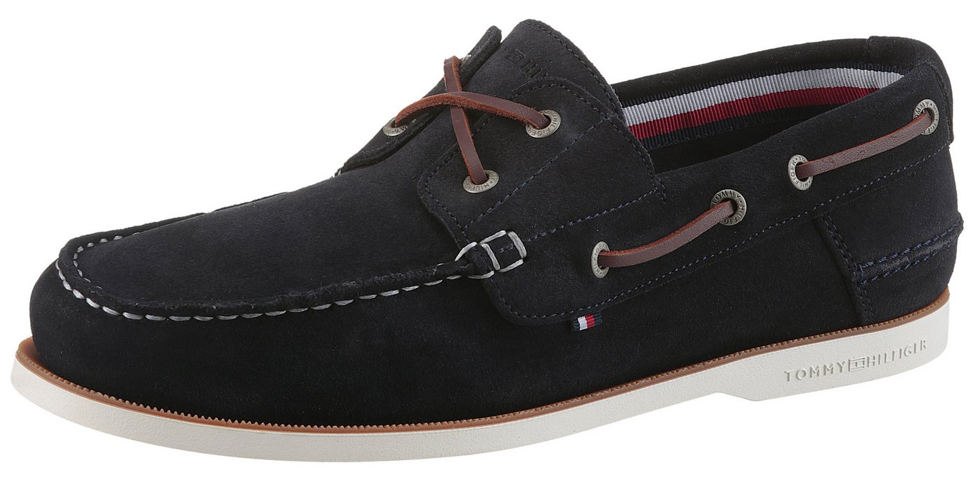 Tommy Hilfiger TH BOAT SHOE CORE SUEDE Bootsschuh, Casualschuh, Freizeitschuh, Schnürer mit Bänder-Durchzügen