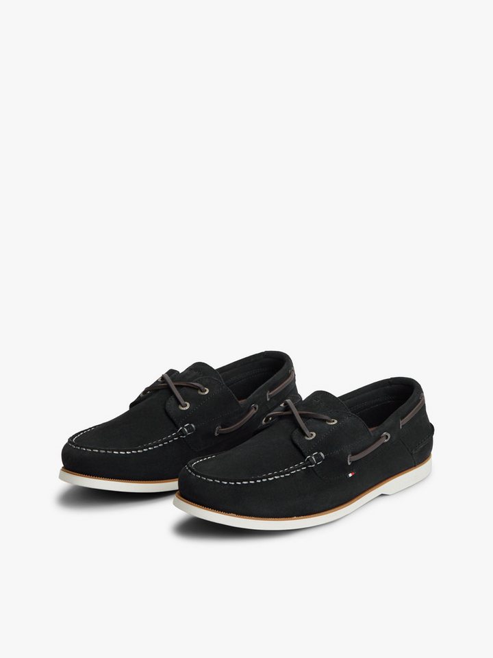 Tommy Hilfiger TH BOAT SHOE CORE SUEDE Bootsschuh, Casualschuh, Freizeitschuh, Schnürer mit Bänder-Durchzügen