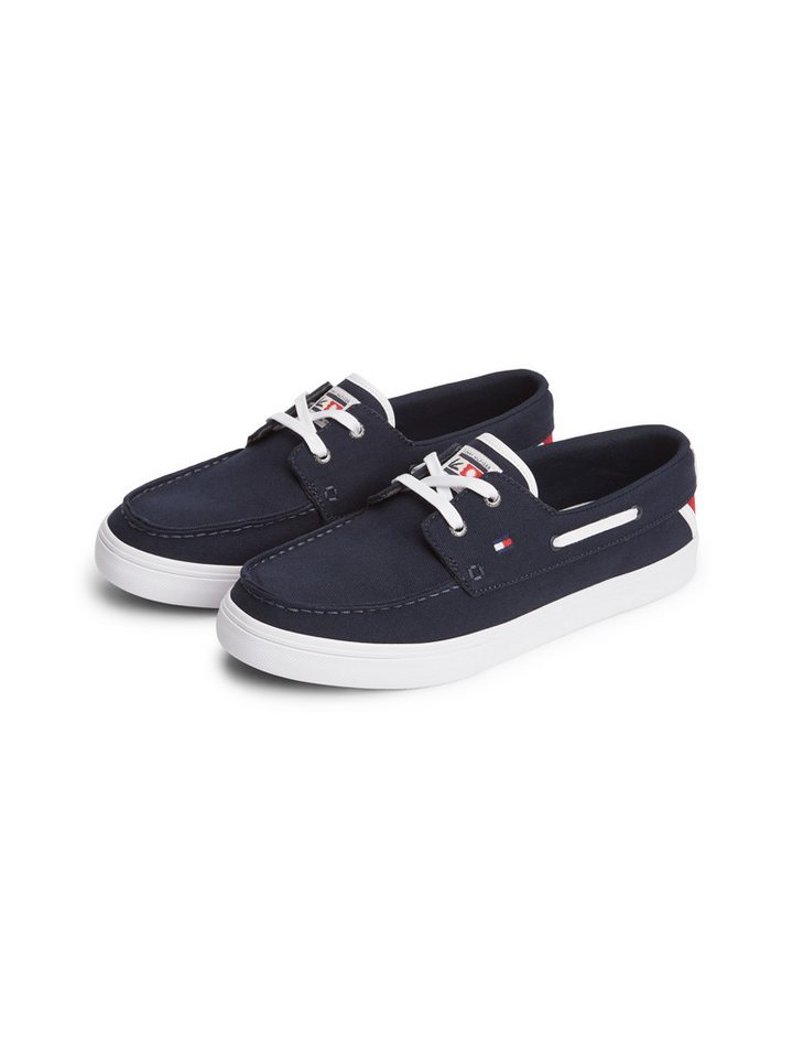 Tommy Hilfiger TH BOAT VULC SNEAKER CANVAS Bootsschuh Schnürschuh, Halbschuh mit Kontrastbesätzen und Durchzügen