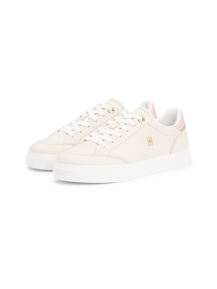 Tommy Hilfiger TH CHIC CUPSOLE Plateausneaker Freizeitschuh, Halbschuh, Schnürschuh mit goldfarbenem TH-Logo