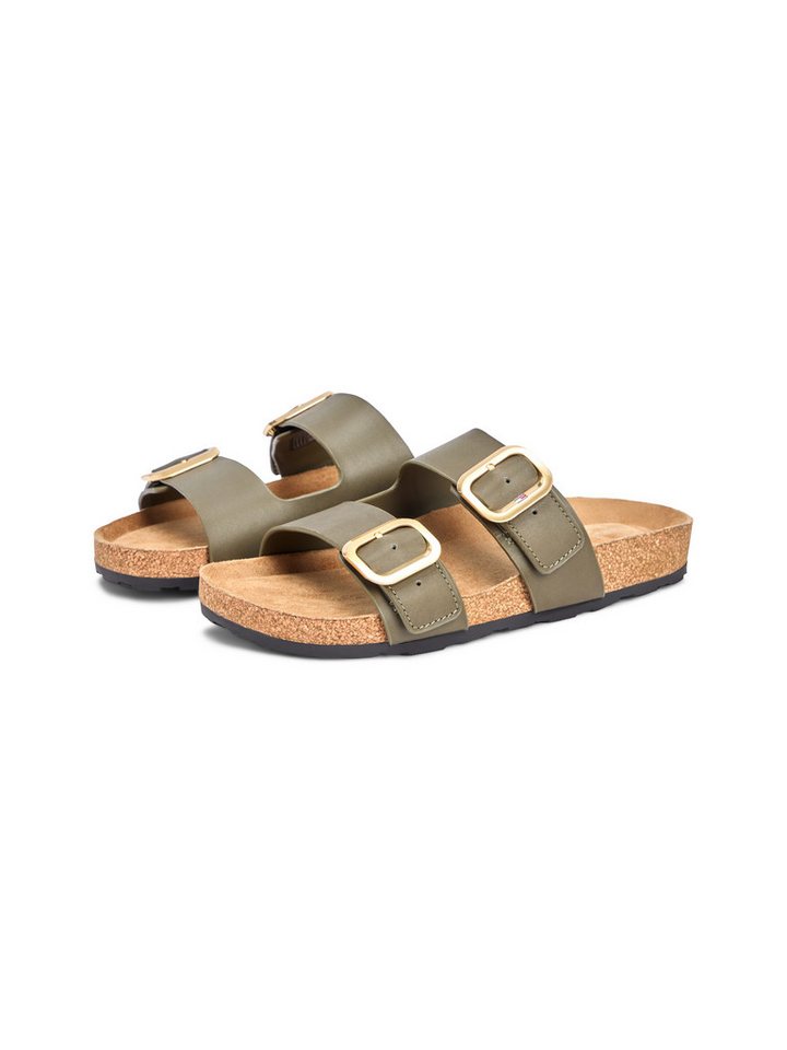 Tommy Hilfiger TH CLASSIC CORK SANDAL LEATHER Pantolette Sommerschuh, Schlupfschuh, Flat mit Logoemblem