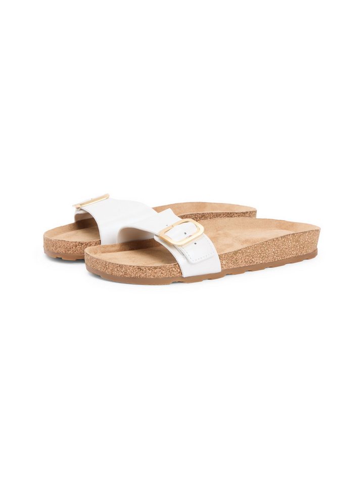 Tommy Hilfiger TH CLASSIC CORK SANDAL PEARL LTH Pantolette Strandschuh, Pool Slides, Flat mit Logoemblem
