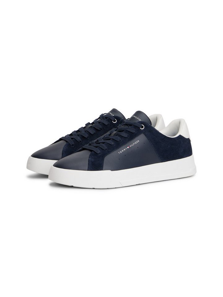 Tommy Hilfiger TH COURT MIX NUBUCK Sneaker, Freizeitschuh, Halbschuh, Schnürer mit zwei Logoschriftzügen