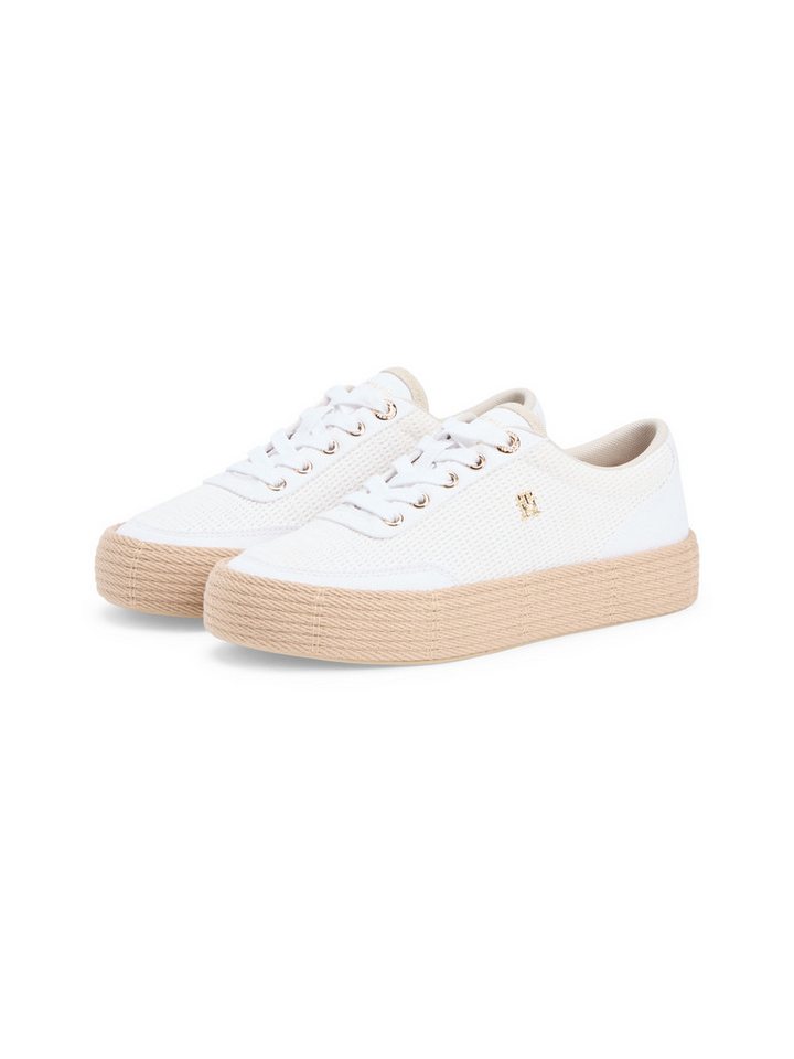 Tommy Hilfiger TH FOXING PLATFORM ROPE Plateausneaker Freizeitschuh, Schnürer, Halbschuh mit TH-Schmuckelement (weiß)