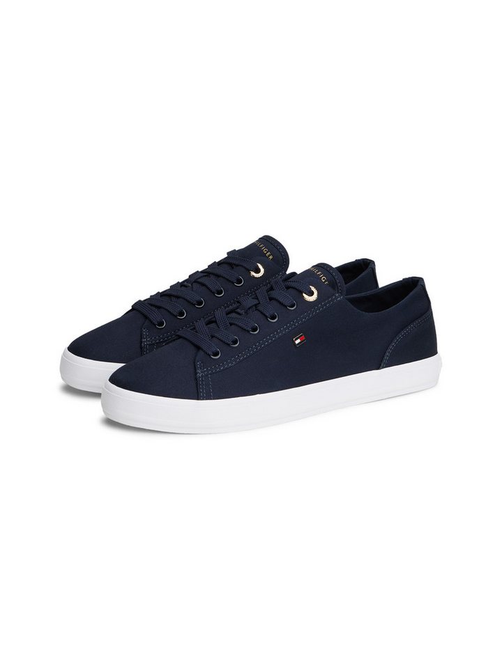 Tommy Hilfiger TH FOXING SNEAKER CANVAS Plateausneaker Freizeitschuh, Halbschuh, Schnürer mit Logostickerei - schmale Form (blau)