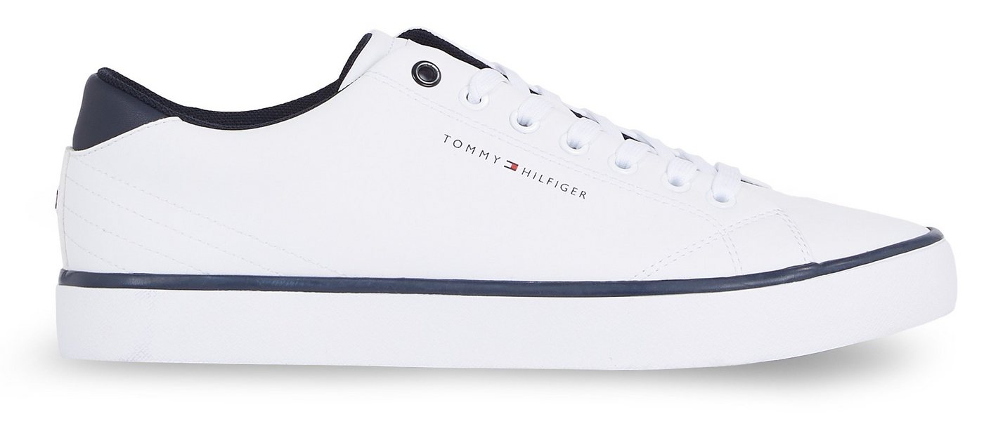 Tommy Hilfiger TH HI VULC CORE LOW LEATHER ESS Sneaker, Freizeitschuh, Halbschuh, Schnürschuh mit Ziernähten an der Ferse
