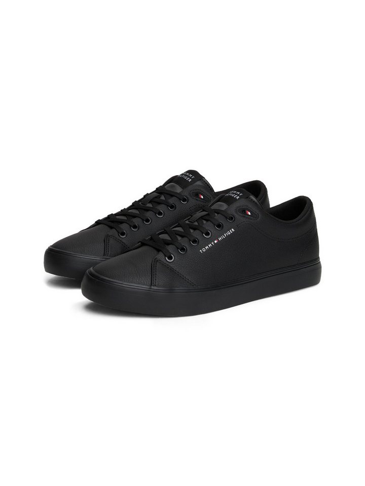 Tommy Hilfiger TH HI VULC CORE LOW LTH II ESS Sneaker, Freizeitschuh, Halbschuh, Schnürer in schmaler Form (schwarz)