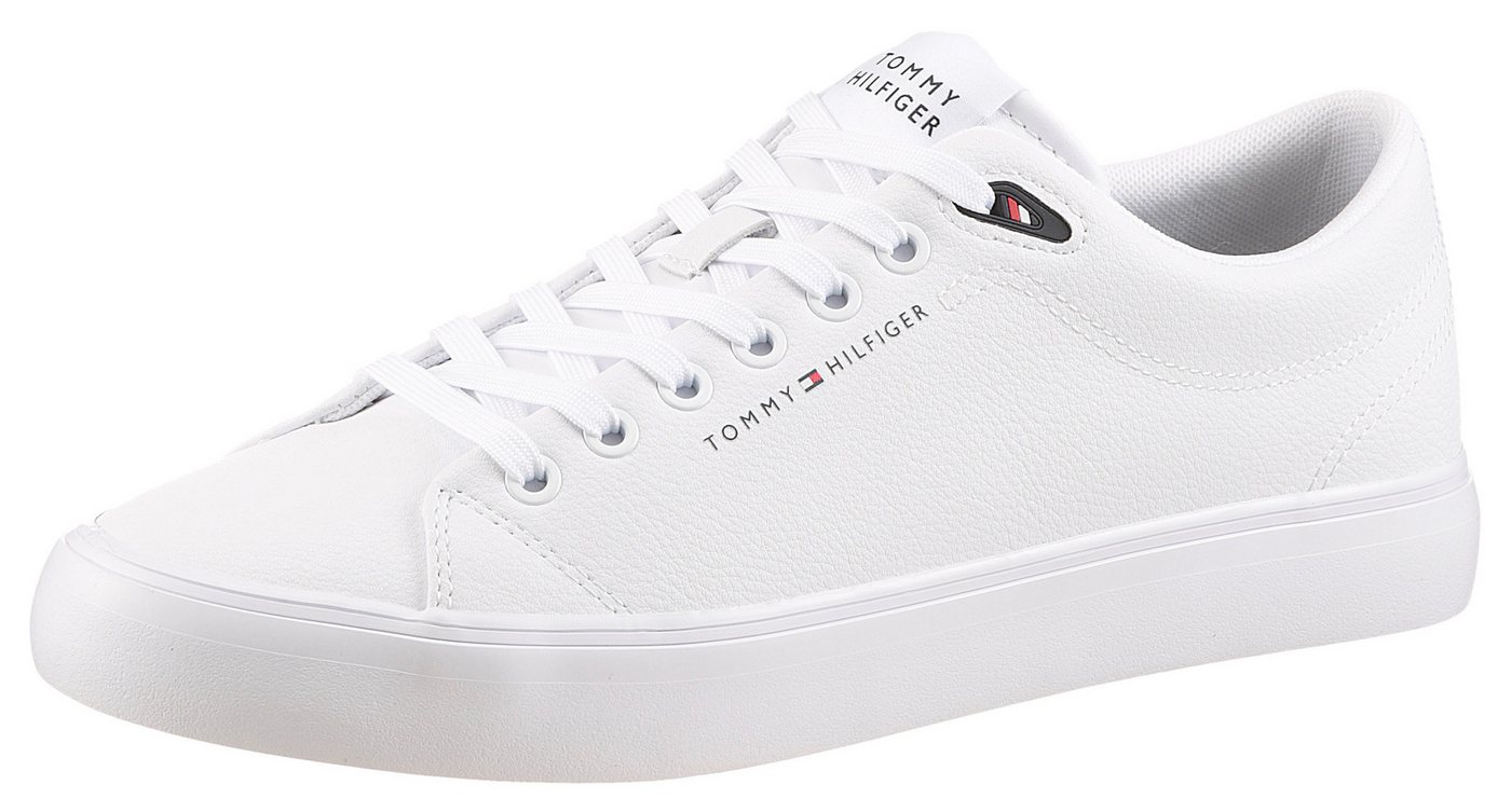 Tommy Hilfiger TH HI VULC CORE LOW LTH II ESS Sneaker, Freizeitschuh, Halbschuh, Schnürer in schmaler Form (weiß)