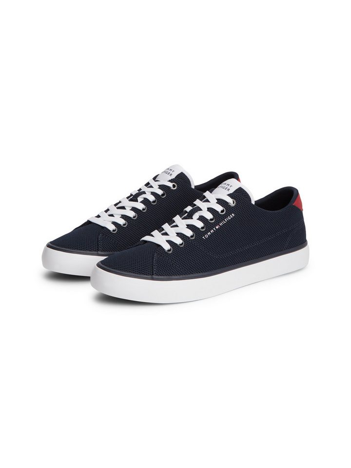 Tommy Hilfiger TH HI VULC CORE LOW SUMMER MESH Sneaker Freizeitschuh, Halbschuh, Schnürschuh mit Kontrastbesätzen (blau/rot)