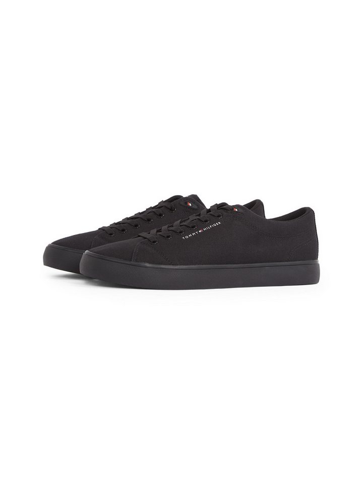 Tommy Hilfiger TH HI VULC LOW CORE CANVAS Sneaker, Freizeitschuh, Halbschuh, Schnürer mit weich gepolstertem Schaftrand (schwarz)