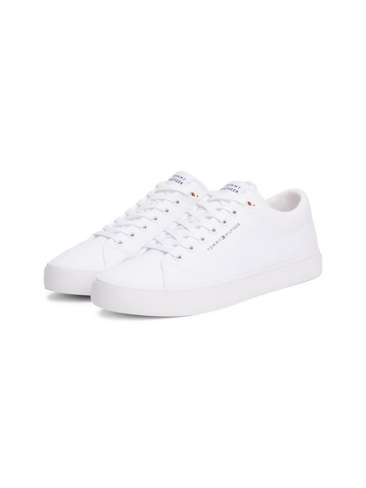 Tommy Hilfiger TH HI VULC LOW CORE CANVAS Sneaker, Freizeitschuh, Halbschuh, Schnürer mit weich gepolstertem Schaftrand (weiß)