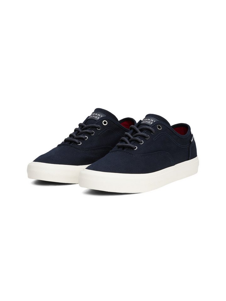 Tommy Hilfiger TH HI VULC LOW OXFORD TWILL Sneaker, Freizeitschuh, Halbschuh, Schnürschuh mit Label an der Ferse