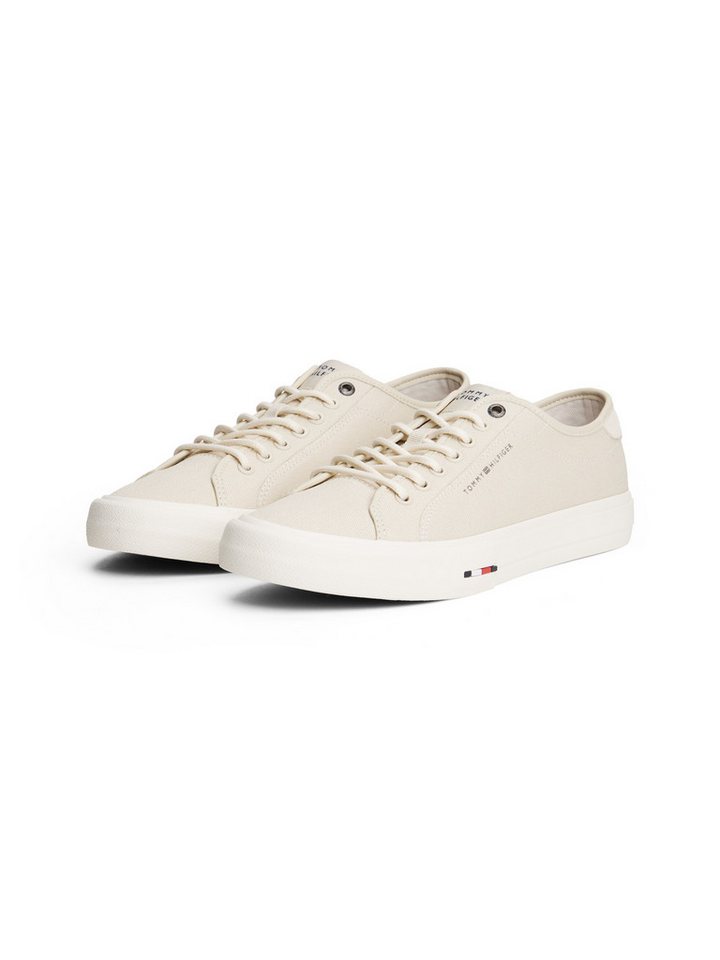 Tommy Hilfiger TH HI VULC STREET CANVAS Sneaker, Freizeitschuh, Halbschuh, Schnürschuh mit Logoflag im Plateau (beige)
