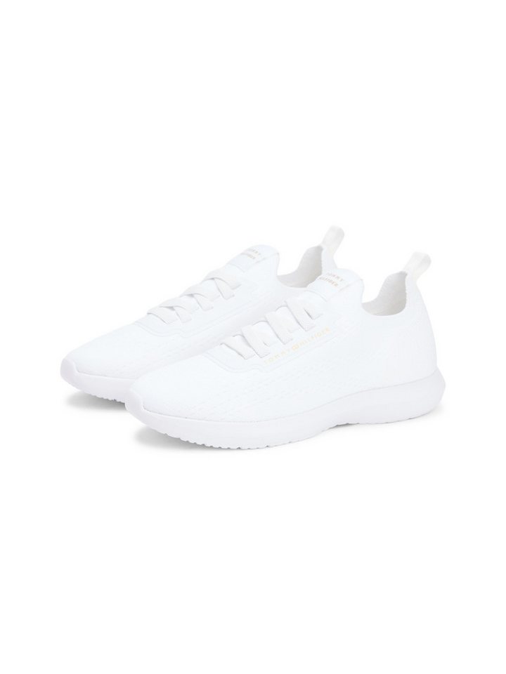 Tommy Hilfiger TH KNIT EXTRALIGHT RUNNER Slip-On Sneaker Freizeitschuh, Halbschuh, Slipper mit elastischen Schnürsenkeln (weiß)