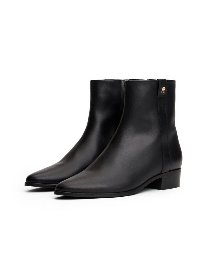 Tommy Hilfiger TH LEATHER POINTY ZIP BOOTIE Stiefelette, Blcokabsatz, Businessschuh, Westernstiefelette in spitzer Form