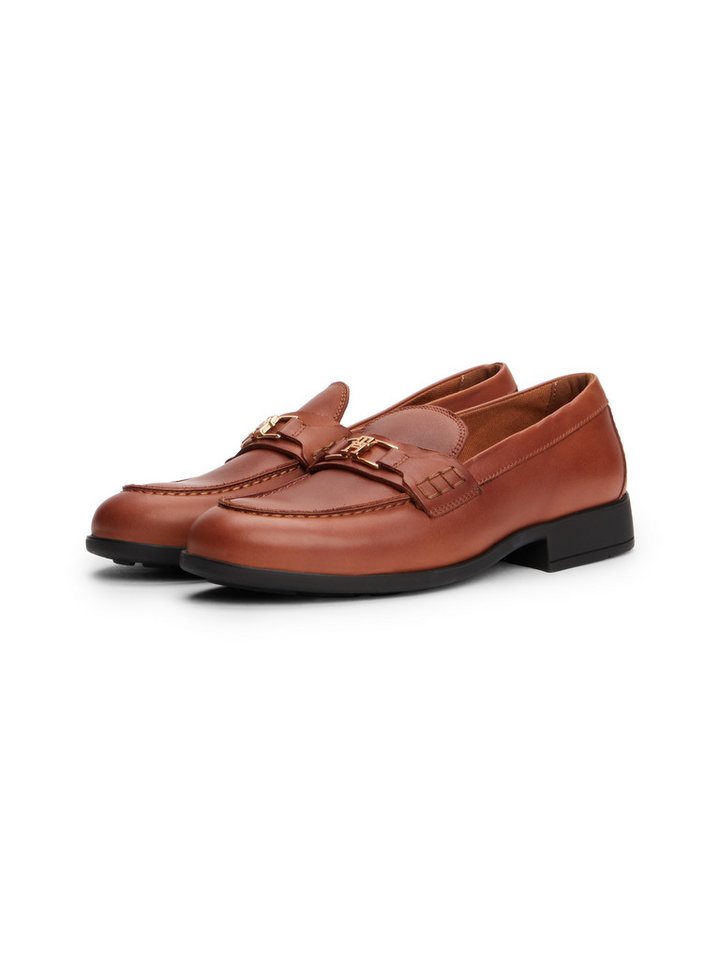 Tommy Hilfiger TH LOGO LEATHER LOAFER Loafer, Blockabsatz, Slipper, Businessschuh mit TH-Schmuckspange
