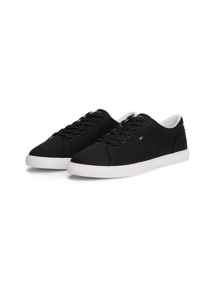 Tommy Hilfiger TH LOW PROFILE VULC CANVAS Plateausneaker Halbschuh, Schnürer, Freizeitschuh mit gepolstertem Schaftrand (schwarz)