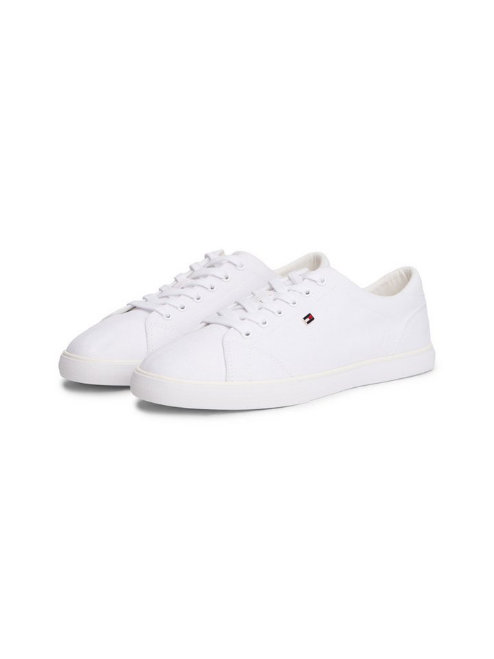 Tommy Hilfiger TH LOW PROFILE VULC CANVAS Plateausneaker Halbschuh, Schnürer, Freizeitschuh mit gepolstertem Schaftrand (weiß)