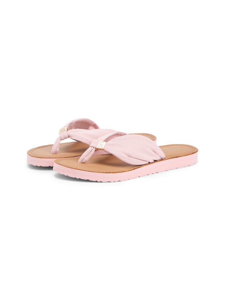 Tommy Hilfiger TH LTR FOOTBED SUMMER SANDAL Zehentrenner Sommerschuh, Strandschuh, Dianette, Flat mit Logoemblem (rosa)