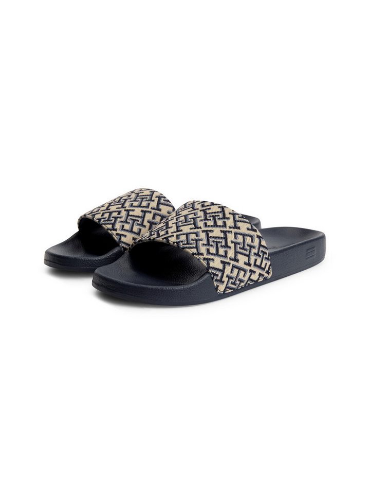 Tommy Hilfiger TH MONOGRAM POOL SLIDE Pantolette Sommerschuh, Strandschuh mit logobedruckter Bandage