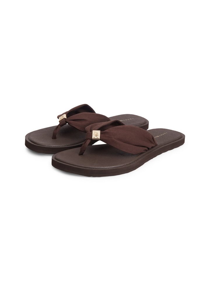 Tommy Hilfiger TH SCANDI SOFT SUMMER SANDAL Zehentrenner Sommerschuh, Strandschuh mit Schmuckelement (braun)