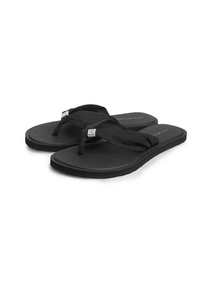 Tommy Hilfiger TH SCANDI SOFT SUMMER SANDAL Zehentrenner Sommerschuh, Strandschuh mit Schmuckelement (schwarz)