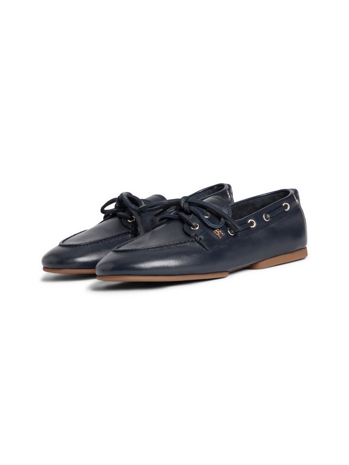 Tommy Hilfiger TH SLEEK LEATHER BOAT SHOE Bootsschuh Bootsschuh, Businessschuh mit Blockabsatz und Ösen mit Durchzug