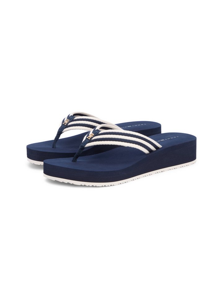 Tommy Hilfiger TH STRIPE SUMMER SANDAL Zehentrenner Sommerschuh, Dianette, Plateauschuh mit gestreifter Bandage